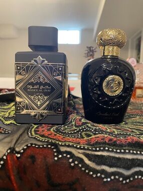 2 Lattafa Full Size Perfumes - Badee Al Oud & Ghawali Oud Duo - only tested